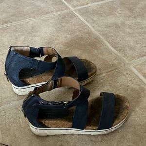 Navy wedge sandals